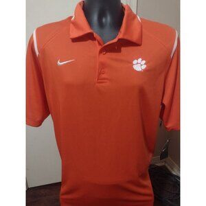 New Nike Polo Shirt Mens Large L Orange Clemson Tigers Short Sleeve Dri-Fit NWT
